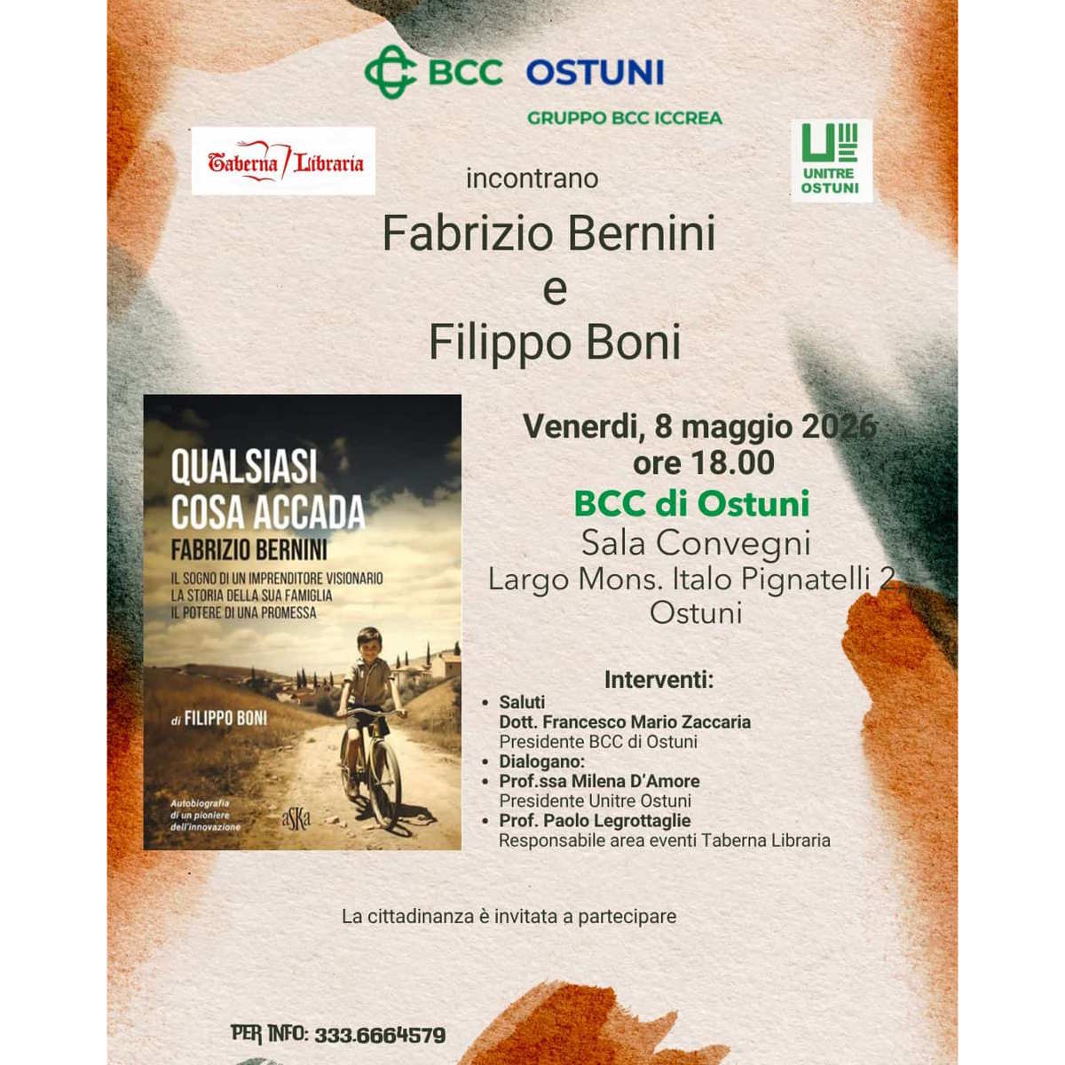 La Banca di Credito Cooperativo di Ostuni ospita l’incontro con Fabrizio Bernini, simbolo di imprenditoria e innovazione