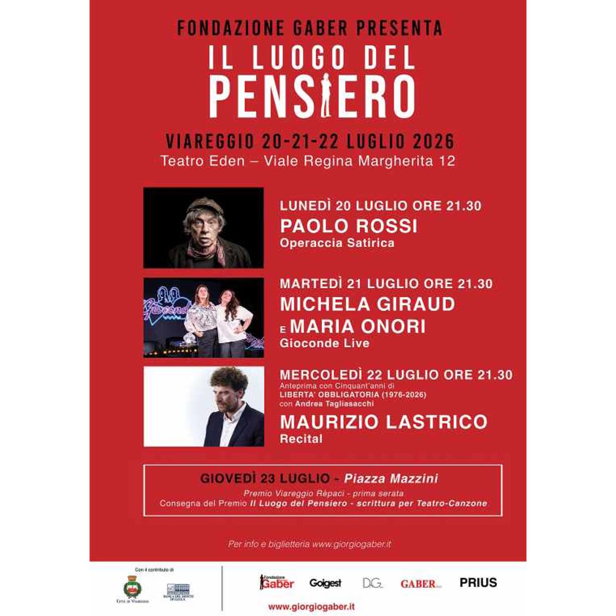 Viareggio torna a pensare con Gaber: quattro giorni di cultura, satira e libertà nel segno del Signor G